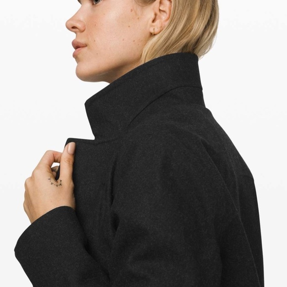 Lululemon Roam Far Wool Coat Heathered Black / Black - Size 8 - Picture 5 of 16